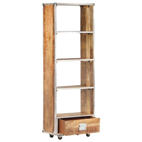 Libreria 56x28x163 cm in Legno Massello di Mango Grezzo