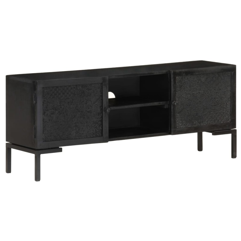 Mobile Porta TV Nero 115x30x46cm in Legno Massello di Mango Mobile Porta TV Nero 115x30x46cm in Legno Massello di Mango