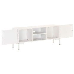 Mobile Porta TV Bianco 115x30x46cm in Legno Massello di Mango