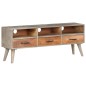 Mobile Porta TV Grigio 130x35x51 cm in Massello di Mango Grezzo Mobile Porta TV Grigio 130x35x51 cm in Massello di Mango Grezzo