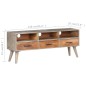 Mobile Porta TV Grigio 130x35x51 cm in Massello di Mango Grezzo Mobile Porta TV Grigio 130x35x51 cm in Massello di Mango Grezzo
