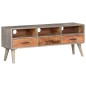 Mobile Porta TV Grigio 130x35x51 cm in Massello di Mango Grezzo Mobile Porta TV Grigio 130x35x51 cm in Massello di Mango Grezzo