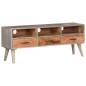 Mobile Porta TV Grigio 130x35x51 cm in Massello di Mango Grezzo Mobile Porta TV Grigio 130x35x51 cm in Massello di Mango Grezzo