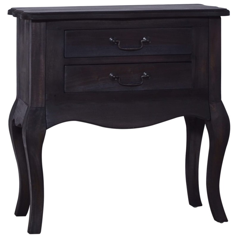 Tavolino con Cassetti Nero 60x30x60 cm Legno Massello di Mogano Tavolino con Cassetti Nero 60x30x60 cm Legno Massello di Mogano