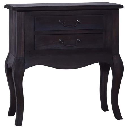 Tavolino con Cassetti Nero 60x30x60 cm Legno Massello di Mogano