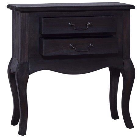 Tavolino con Cassetti Nero 60x30x60 cm Legno Massello di Mogano