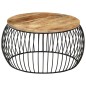 Tavolino da Salotto Ø68 cm in Legno di Mango Grezzo