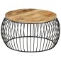 Tavolino da Salotto Ø68 cm in Legno di Mango Grezzo
