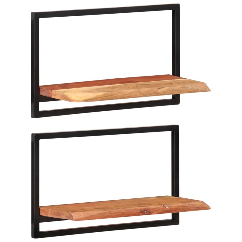 vidaXL Mensole Parete 2pz 60x25x35 cm Legno Massello Acacia e Acciaio vidaXL Mensole Parete 2pz 60x25x35 cm Legno Massello Acacia e Acciaio