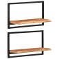 vidaXL Mensole Parete 2pz 60x25x35 cm Legno Massello Acacia e Acciaio vidaXL Mensole Parete 2pz 60x25x35 cm Legno Massello Acacia e Acciaio