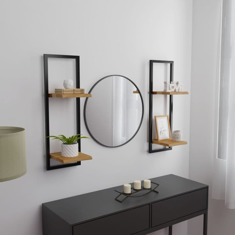 Mensole Parete 2 pz 25x25x75 cm Legno Massello Acacia e Acciaio Mensole Parete 2 pz 25x25x75 cm Legno Massello Acacia e Acciaio