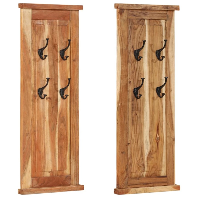 Appendiabiti 2 pz in Legno Massello di Acacia 38x100 cm Appendiabiti 2 pz in Legno Massello di Acacia 38x100 cm