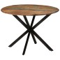 Tavolo da Pranzo Ø110x78cm Legno Massello di Recupero e Acciaio