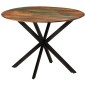 Tavolo da Pranzo Ø110x78cm Legno Massello di Recupero e Acciaio