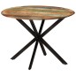 Tavolo da Pranzo Ø110x78cm Legno Massello di Recupero e Acciaio