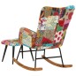 Sedia a Dondolo con Poggiapiedi Multicolore Patchwork in Tela Sedia a Dondolo con Poggiapiedi Multicolore Patchwork in Tela