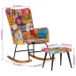 Sedia a Dondolo con Poggiapiedi Multicolore Patchwork in Tela Sedia a Dondolo con Poggiapiedi Multicolore Patchwork in Tela