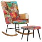Sedia a Dondolo con Poggiapiedi Multicolore Patchwork in Tela Sedia a Dondolo con Poggiapiedi Multicolore Patchwork in Tela