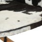 Sedia a Dondolo con Poggiapiedi Nero in Vera Pelle Sedia a Dondolo con Poggiapiedi Nero in Vera Pelle