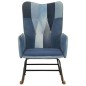 vidaXL Sedia a Dondolo Blu Denim Patchwork in Tela