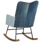 vidaXL Sedia a Dondolo Blu Denim Patchwork in Tela