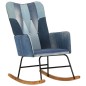 vidaXL Sedia a Dondolo Blu Denim Patchwork in Tela