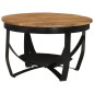 Tavolino Ø 68x43 cm in Legno Massello di Acacia e Ferro Tavolino Ø 68x43 cm in Legno Massello di Acacia e Ferro