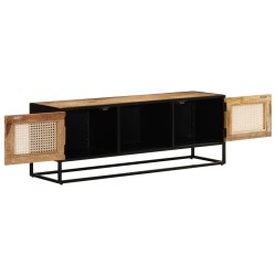 vidaXL Mobile Porta TV 110x30x40cm Legno Grezzo Massello Mango e Ferro