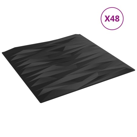 Pannelli Murali 48 pz Neri 50x50 cm EPS 12 m² Pietra