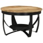 Tavolino Ø 68x43 cm in Legno Massello di Mango e Ferro Tavolino Ø 68x43 cm in Legno Massello di Mango e Ferro