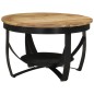 Tavolino Ø 68x43 cm in Legno Massello di Mango e Ferro Tavolino Ø 68x43 cm in Legno Massello di Mango e Ferro
