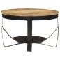 Tavolino Ø 68x43 cm in Legno Massello di Mango e Ferro Tavolino Ø 68x43 cm in Legno Massello di Mango e Ferro