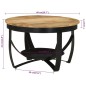 Tavolino Ø 68x43 cm in Legno Massello di Mango e Ferro Tavolino Ø 68x43 cm in Legno Massello di Mango e Ferro
