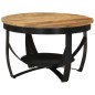Tavolino Ø 68x43 cm in Legno Massello di Mango e Ferro Tavolino Ø 68x43 cm in Legno Massello di Mango e Ferro