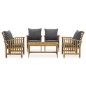Set Divani da Giardino 5 pz con Cuscini in Massello di Acacia Set Divani da Giardino 5 pz con Cuscini in Massello di Acacia