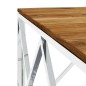vidaXL Tavolino da Salotto Argento in Acciaio Inox e Massello d'Acacia