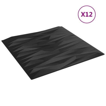 Pannelli Murali 12 pz Neri 50x50 cm EPS 3 m² Pietra