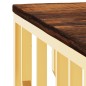 Tavolino Salotto Oro in Acciaio e Legno Massello di Recupero Tavolino Salotto Oro in Acciaio e Legno Massello di Recupero