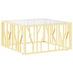 Tavolino da Salotto Oro 80x80x40 cm in Acciaio Inox e Vetro