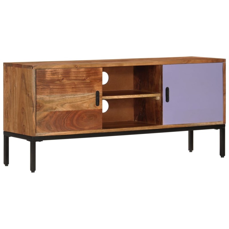 Mobile TV Marrone Miele e Grigio 110x30x50cm in Legno di Acacia Mobile TV Marrone Miele e Grigio 110x30x50cm in Legno di Acacia