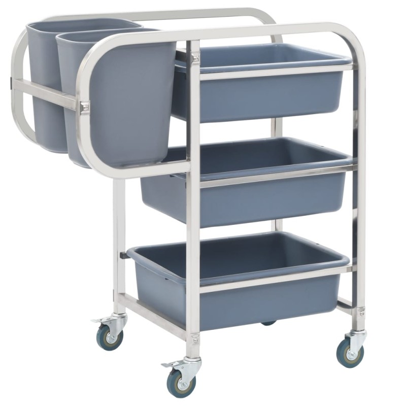 Carrello da Cucina con Contenitori in Plastica 82x43,5x93 cm Carrello da Cucina con Contenitori in Plastica 82x43,5x93 cm