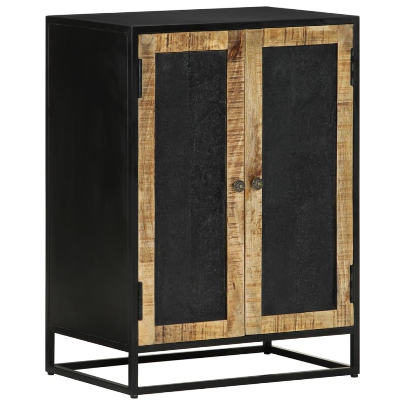 Credenza con 2 Ante 55x35x75 cm Legno Massello di Mango e Ferro Credenza con 2 Ante 55x35x75 cm Legno Massello di Mango e Ferro