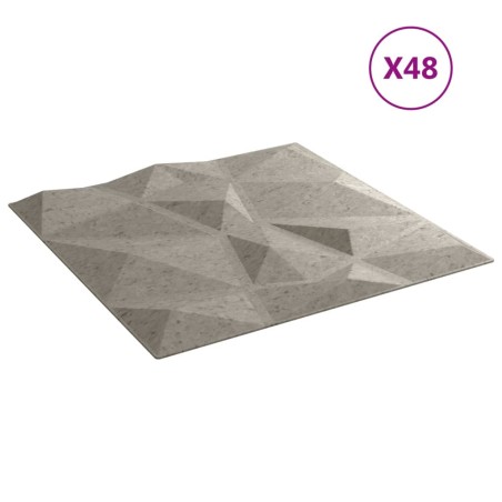 Pannelli Murali 48 pz Grigio Cemento 50x50cm EPS 12 m² Diamante