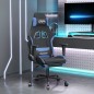 Sedia da Gaming con Poggiapiedi Nero e Blu in Tessuto Sedia da Gaming con Poggiapiedi Nero e Blu in Tessuto