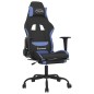 Sedia da Gaming con Poggiapiedi Nero e Blu in Tessuto Sedia da Gaming con Poggiapiedi Nero e Blu in Tessuto