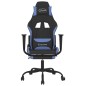 Sedia da Gaming con Poggiapiedi Nero e Blu in Tessuto Sedia da Gaming con Poggiapiedi Nero e Blu in Tessuto
