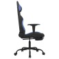 Sedia da Gaming con Poggiapiedi Nero e Blu in Tessuto Sedia da Gaming con Poggiapiedi Nero e Blu in Tessuto