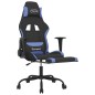 Sedia da Gaming con Poggiapiedi Nero e Blu in Tessuto Sedia da Gaming con Poggiapiedi Nero e Blu in Tessuto