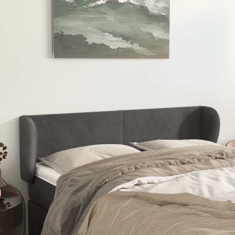 Testiera ad Orecchio Grigio Scuro 147x23x78/88 cm in Velluto Testiera ad Orecchio Grigio Scuro 147x23x78/88 cm in Velluto
