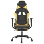 Sedia da Gaming con Poggiapiedi Nero e Oro in Similpelle Sedia da Gaming con Poggiapiedi Nero e Oro in Similpelle